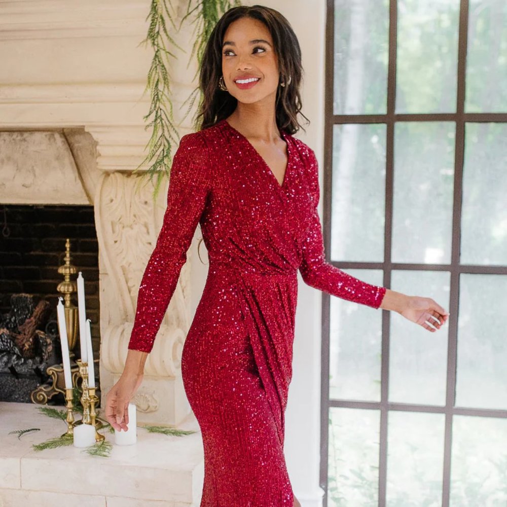 NWT - Ivy City Co Starstruck Dress in Wine - Medium